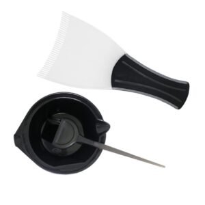 1 Set 3Pcs Dyeing Hot Oil Bowl Dye Kit Coloring Kit Coloring Brush and Bowl Kit Color Kits Dye Mixing Bowl Dye Applicator Brush Hairdressing Kit Hairdressing Plate Black