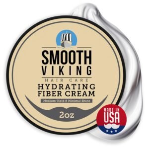 Smooth Viking Hydrating Fiber Cream for Men - Hair Cream for Men, Hair Gel for Men, Mens Hair Products, Mens Hair Paste, Styling Cream Men, Natural Hair Gel for Men - Made in USA, 2Oz