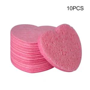 10 Pieces of Heart-Shaped Fiber Sponge Facial Exfoliation Natural Sponge Facial Cleansing Massage Pores Exfoliation Makeup