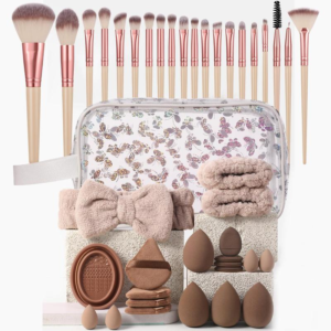 Face Makeup Tool Set, 41Pcs Portable Travel Facial Makeup ＆ Cleansing Tool Kit, Facial Makeup Tools for Daily Use, Professional Makeup Tools for Women