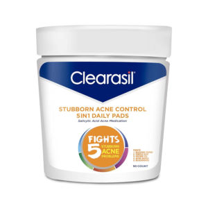 Stubborn Acne Control 5In1 Daily Facial Cleansing Pads, with Salicylic Acid Acne Treatment Medicine, 90 Count