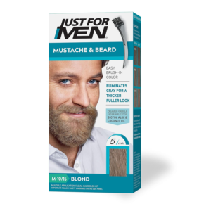 Mustache & Beard, Beard Dye for Men with Brush Included for Easy Application, with Biotin Aloe and Coconut Oil for Healthy Facial Hair - Blond, M-10/15, Pack of 1