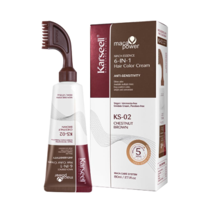 Men Easy Comb-In Color Mens Hair Dye Maca Essence 6-IN-1 Hair Color Cream 100 Percent Gray Coverage Hair Dye, 80Ml-Brown