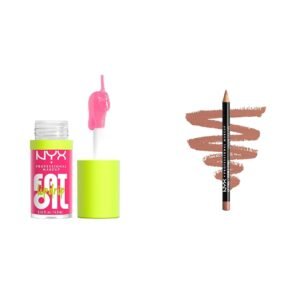 Fat Oil Lip Drip, Moisturizing, Shiny and Vegan Tinted Lip Gloss - Missed Call (Sheer Pink) and Slim Lip Pencil, Long-Lasting Creamy Lip Liner - Peakaboo Neutral Bundle